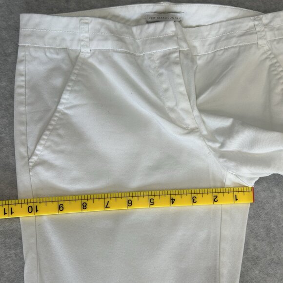 NEW YORK & COMPANY Pants Womens Size 0 Low Rise Taper Leg Stretch White - Picture 8 of 11